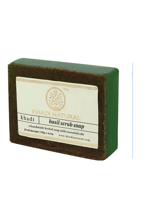 Khadi Natural Basil Scrub Soap